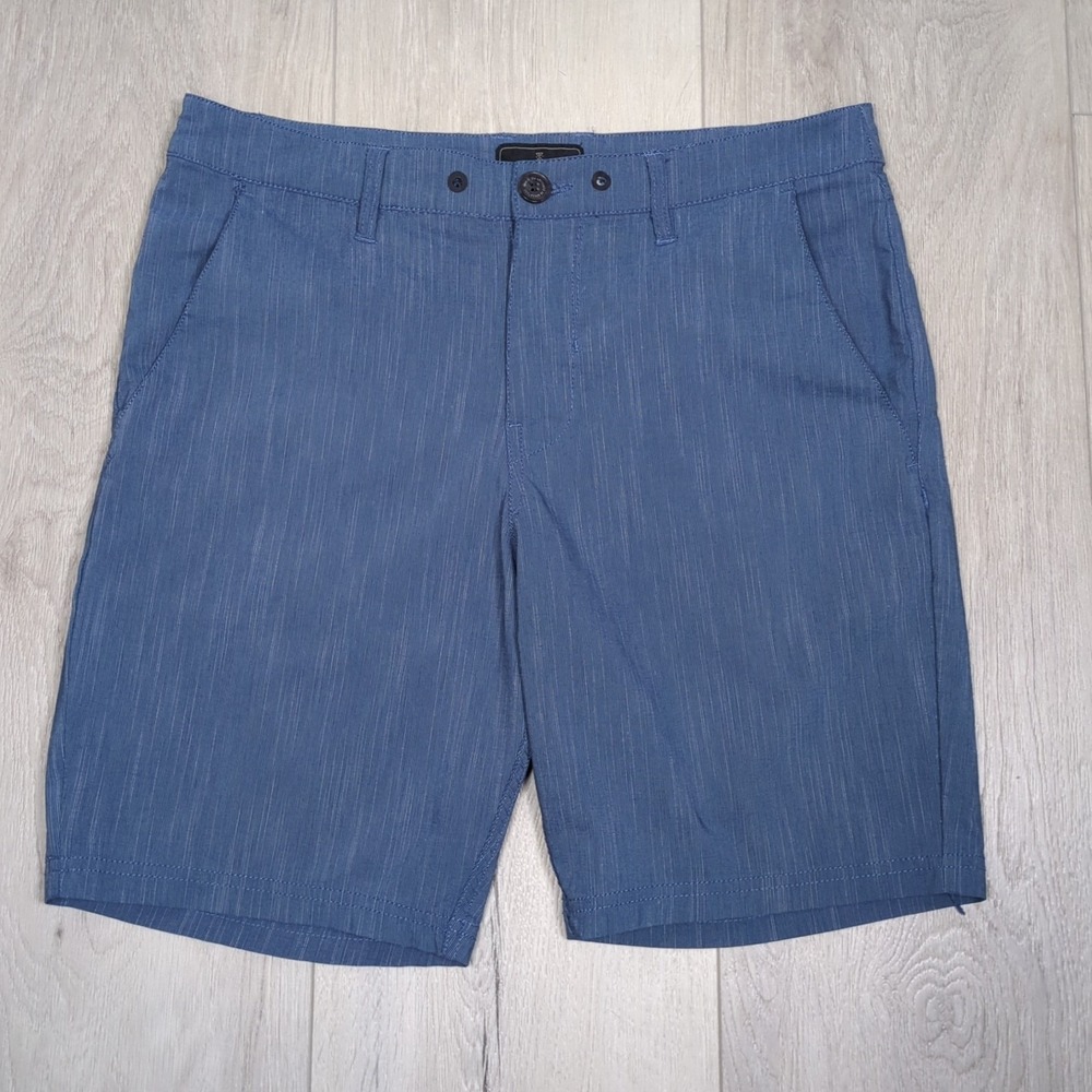 Roark Explorer Shorts Mens 32 Blue 8" Inseam Zip Pockets Travel Chino Performanc